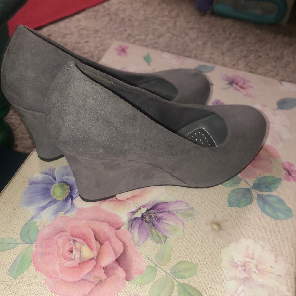 Vegan suede wedge heels